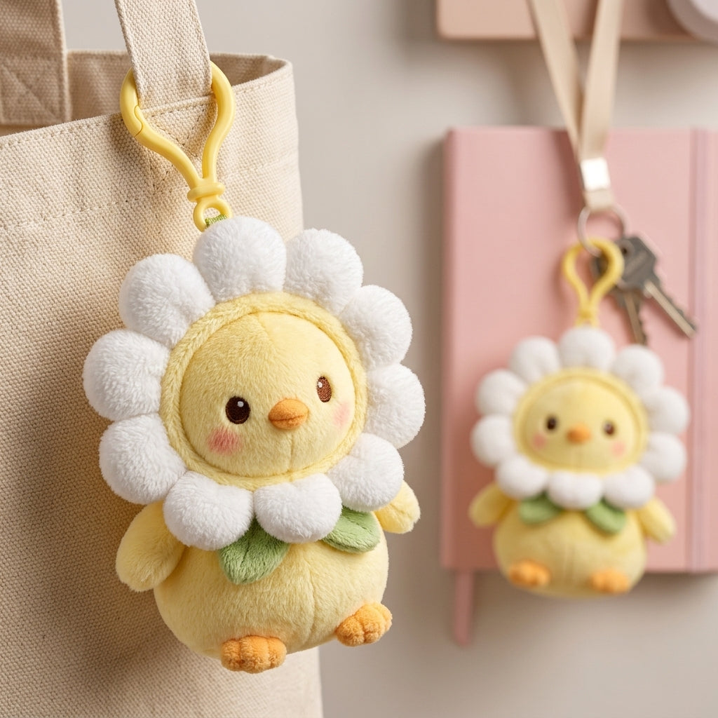 Dazzle Daisy Kawaii Flower Plush Keychain | Spring Collectible Charm