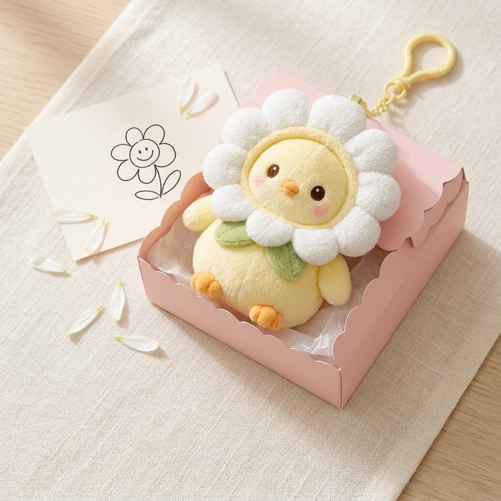 Dazzle Daisy Kawaii Flower Plush Keychain | Spring Collectible Charm